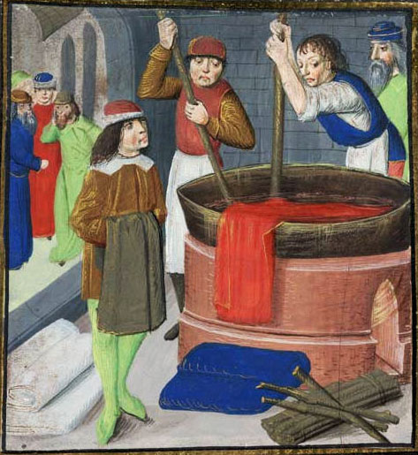 βάψιμο ρούχων στον Μεσαίωνα