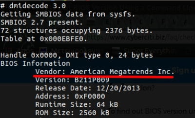 how to find bios vendor in linux